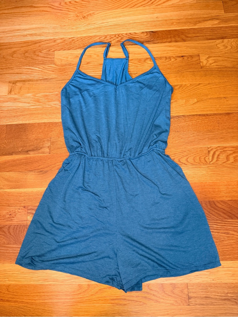 Halara Size Small Teal Blue Adjustable Strap Athletic Lounge Romper NWT